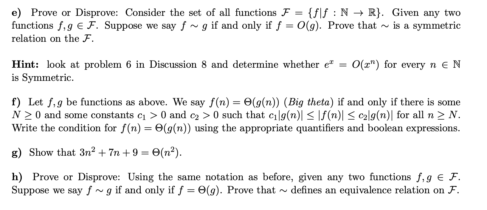 Solved e) Prove or Disprove: Consider the set of all | Chegg.com