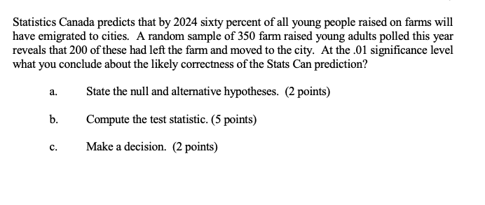 Solved Statistics Canada Predicts That By 2024 Sixty Percent Chegg Com   Php8AvMKb