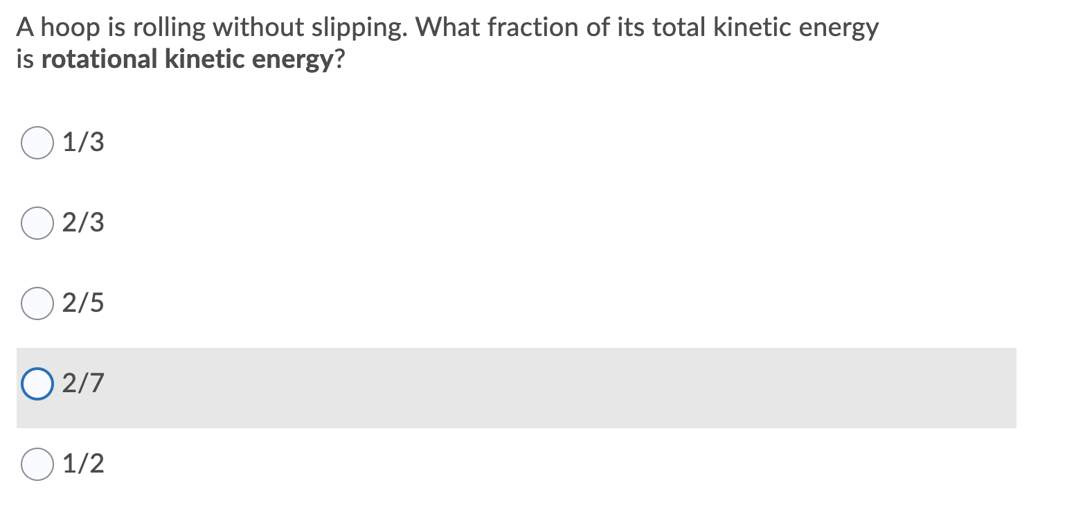 Solved A hoop is rolling without slipping. What fraction of | Chegg.com