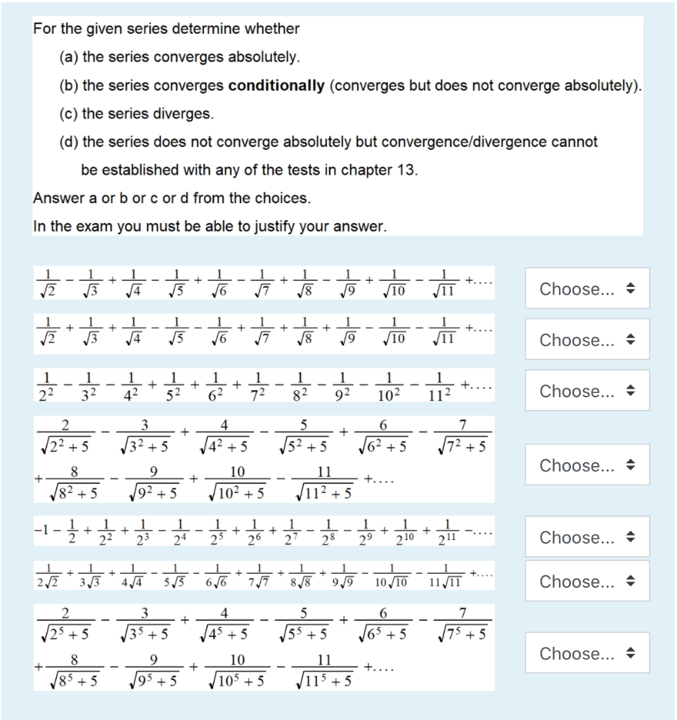 Solved * 12 For the given series determine whether (a) the | Chegg.com