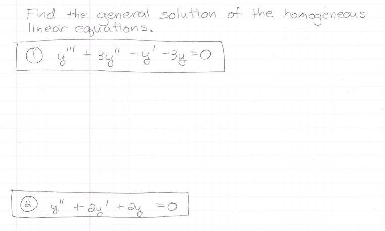 Solved Find The General Solution Of The Homogeneous Linear | Chegg.com