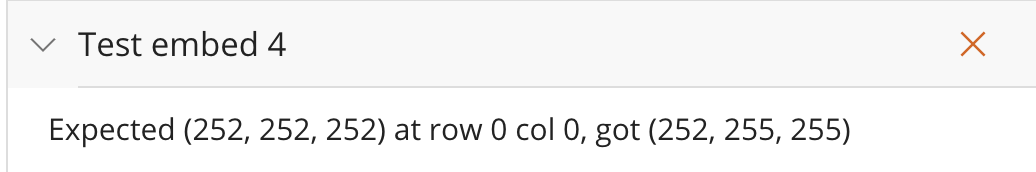 Solved Test recover 1 Expected (128,192,192) at row 0 col 0 | Chegg.com