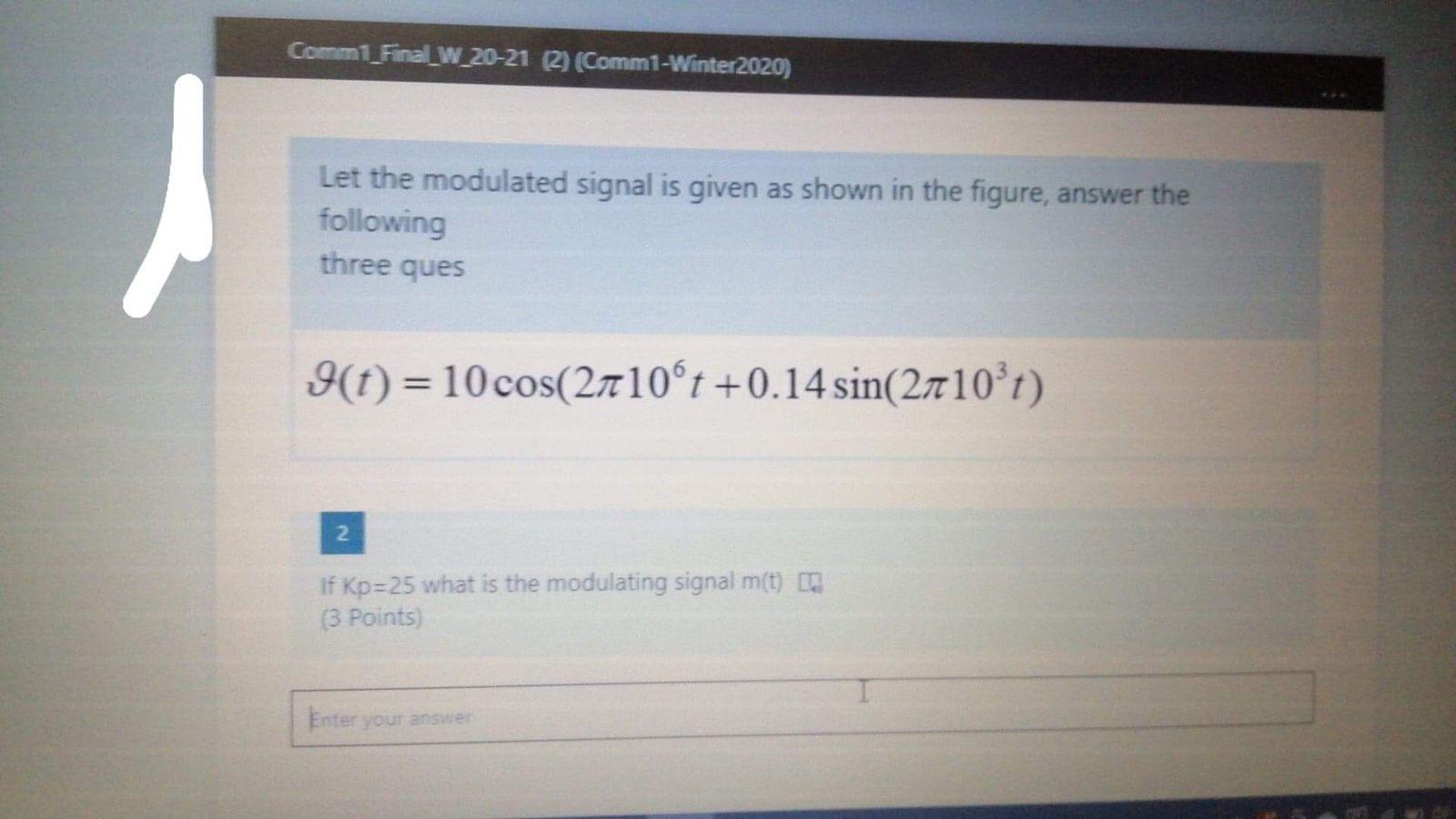 Solved Comm1_Final_W_20-21 2) (Comm1-Winter2020) Let the | Chegg.com