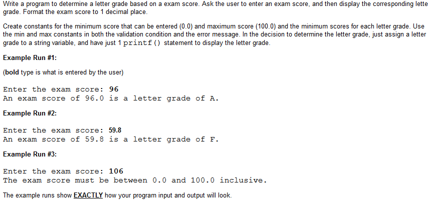 Solved Write a program to determine a letter grade based on | Chegg.com