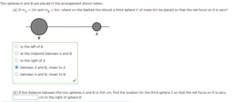 Solved Two Spheres A And B Are Placed In The Arrangement | Chegg.com