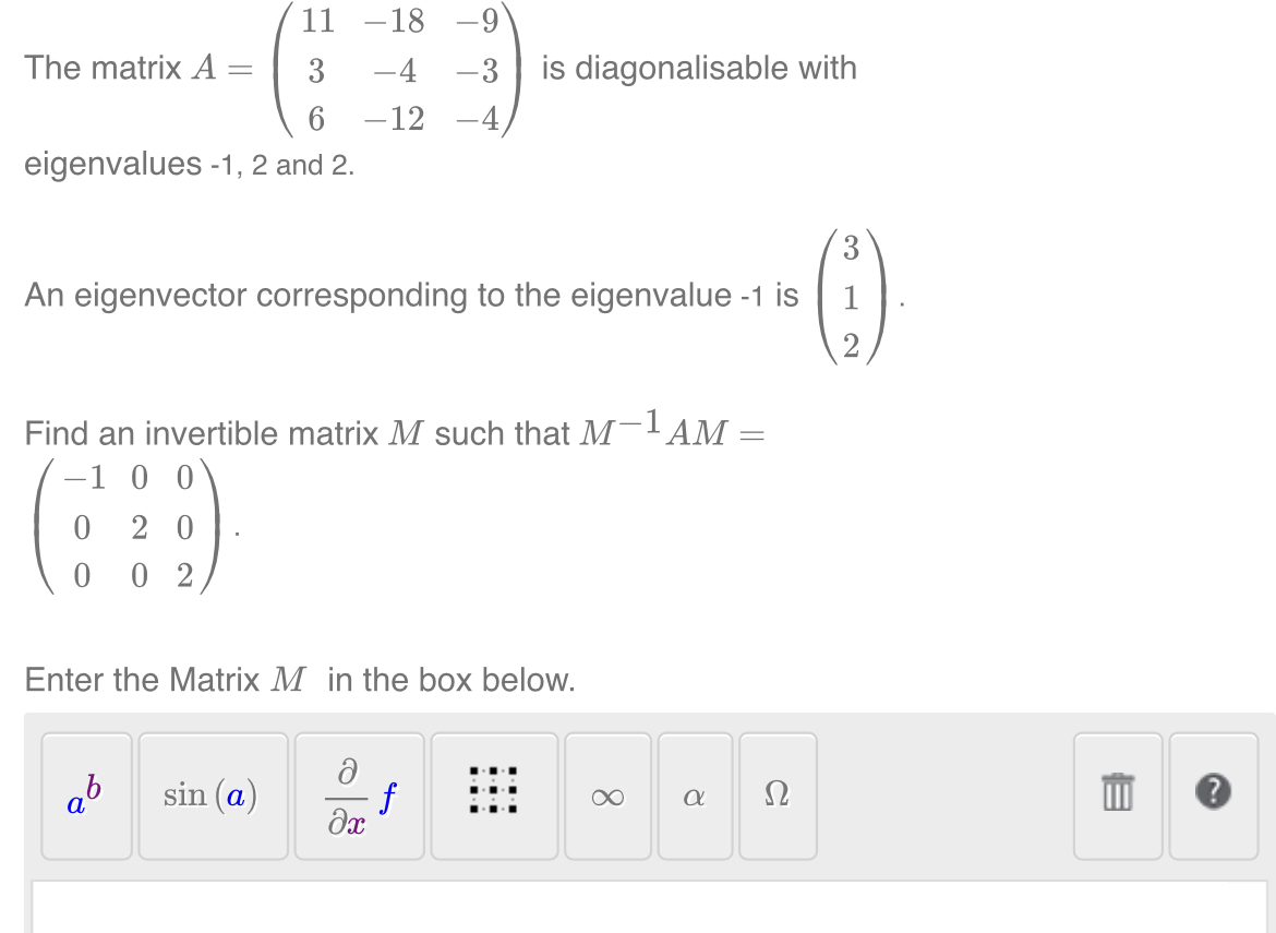 Solved The matrix A=⎝⎛1136−18−4−12−9−3−4⎠⎞ is diagonalisable | Chegg.com