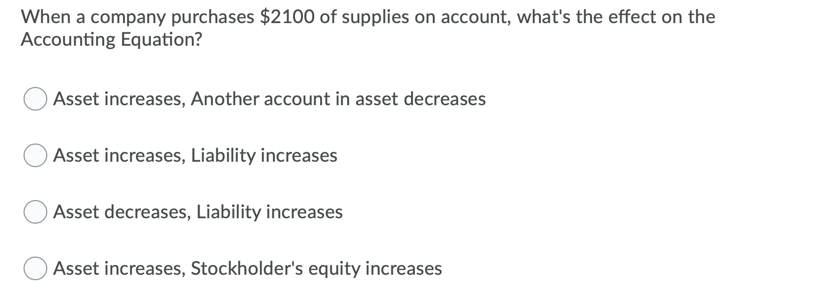 Solved When a company purchases $2100 of supplies on | Chegg.com