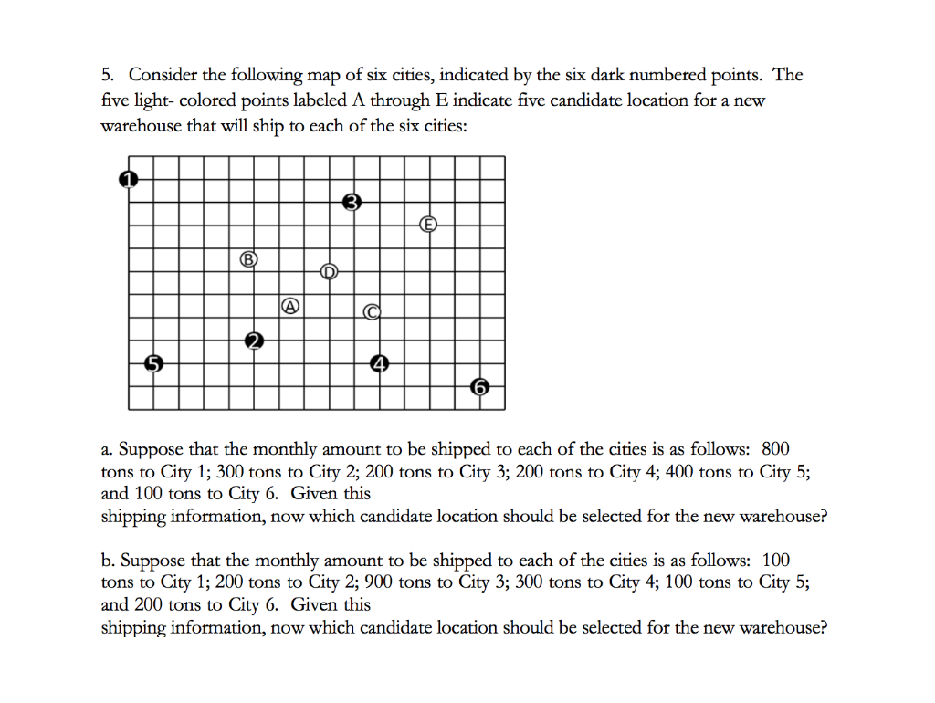 Solved 5. Consider the following map of six cities, | Chegg.com