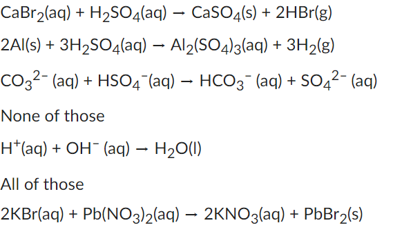 Solved Cabr2(aq)+h2so4(aq)→caso4( 