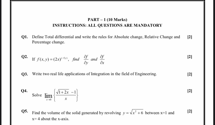 Solved PART - 1 (10 Marks) INSTRUCTIONS: ALL QUESTIONS ARE | Chegg.com