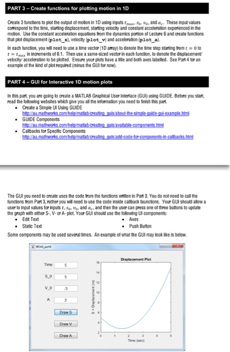 Solved PART 3 -Create functions for plotting motion in 1D | Chegg.com