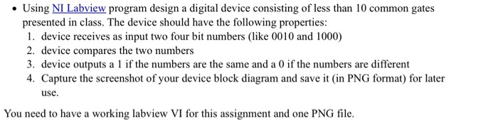 Solved Using NI Labview program design a digital device | Chegg.com