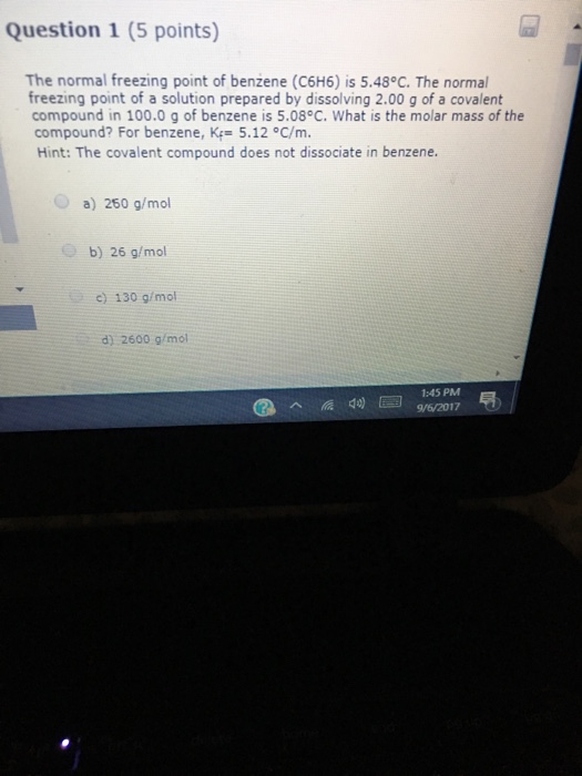 solved-the-normal-freezing-point-of-benzene-c6h6-is-5-48-chegg