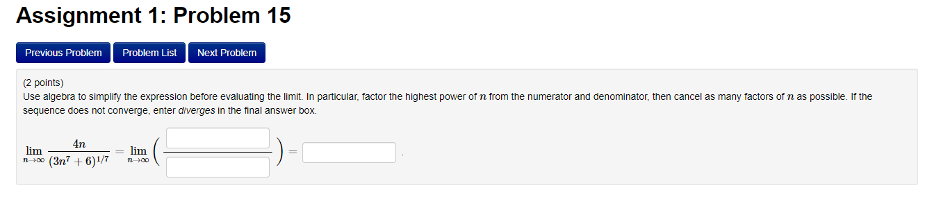Solved Assignment 1: Problem 15 Previous Problem Problem | Chegg.com