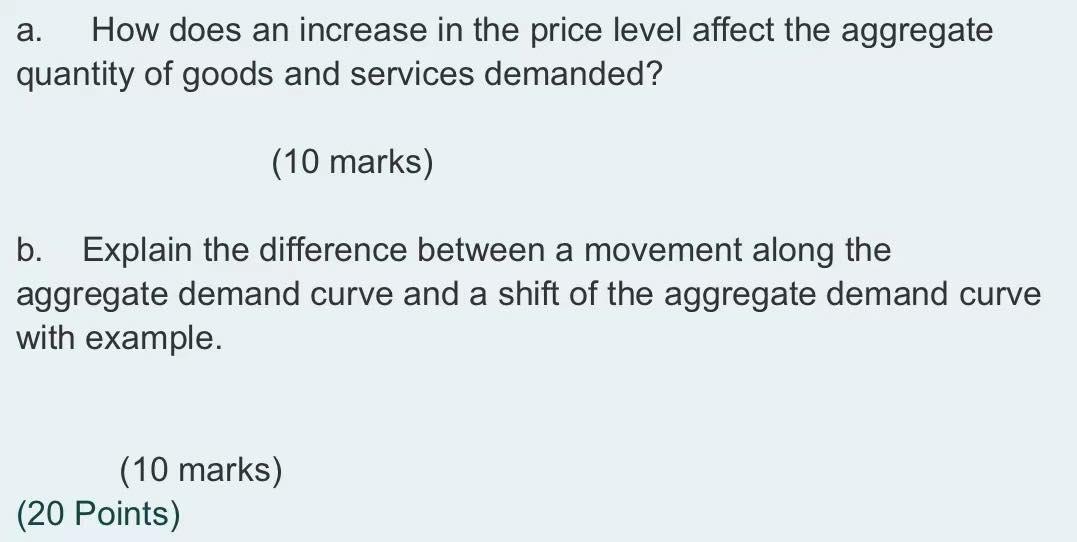 Solved a. How does an increase in the price level affect the | Chegg.com