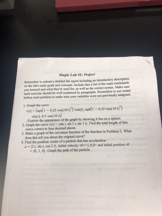 Maple Lab #2: Project Remember to submit a detailed | Chegg.com