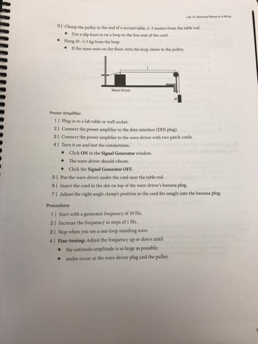 Solved Lab 12 Standing Waves On A String Introduction A | Chegg.com