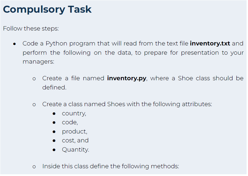 Solved ** Python program Using OOP to create a 'real-life' | Chegg.com