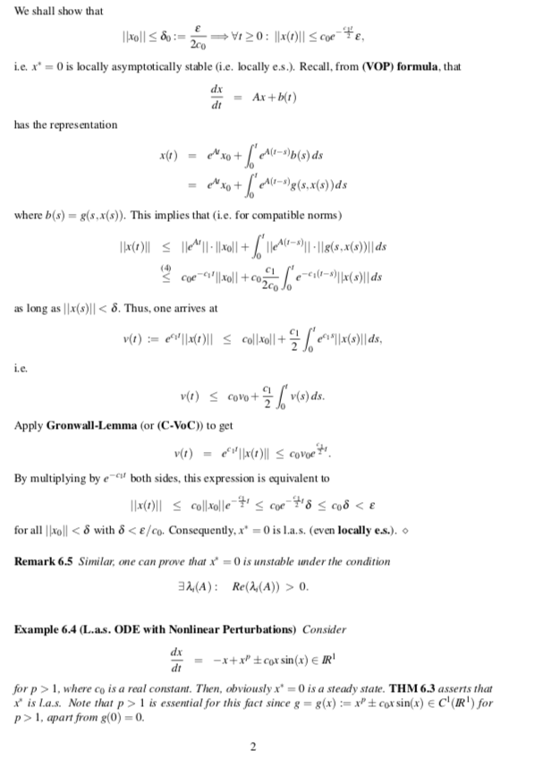 6.3 Stability Under Nonlinear Perturbations Consider | Chegg.com