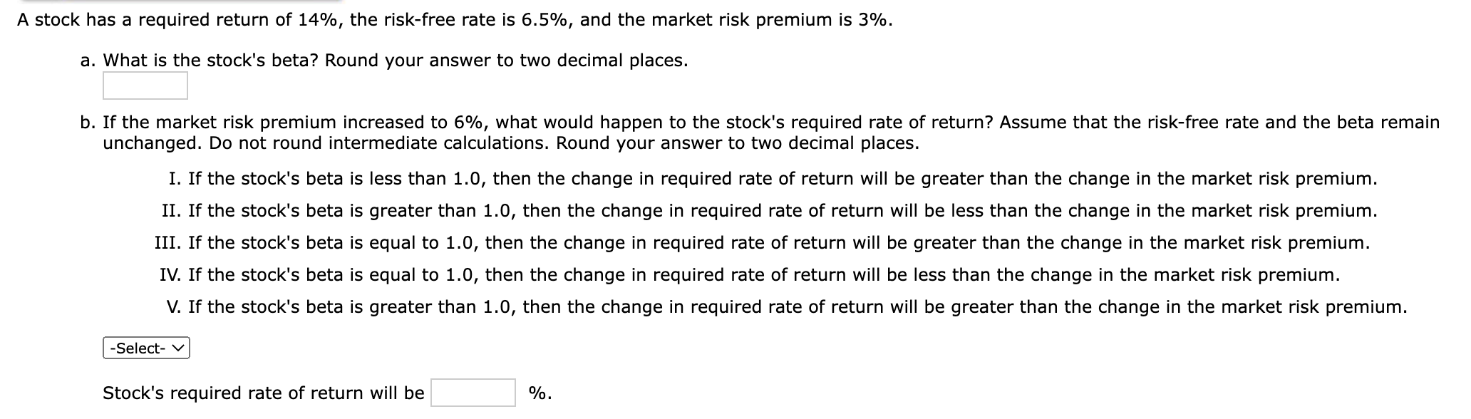 Solved stock has a required return of 14%, the risk-free | Chegg.com