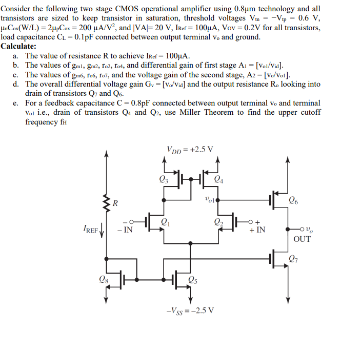 Solved Consider The Following Two Stage CMOS Operational | Chegg.com