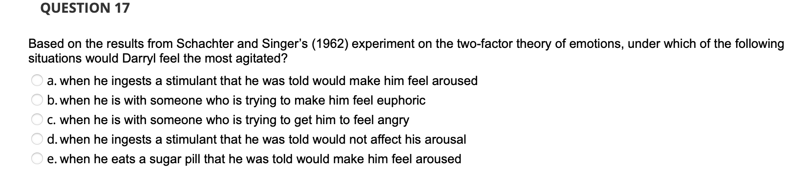 schachter singer two factor theory experiment