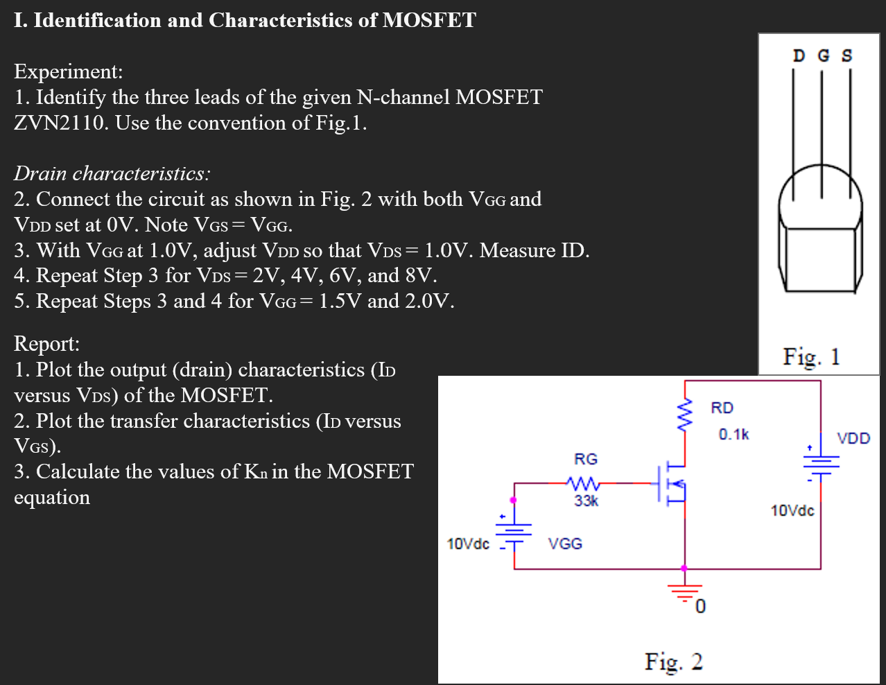 Solved I. Identification and Characteristics of MOSFET