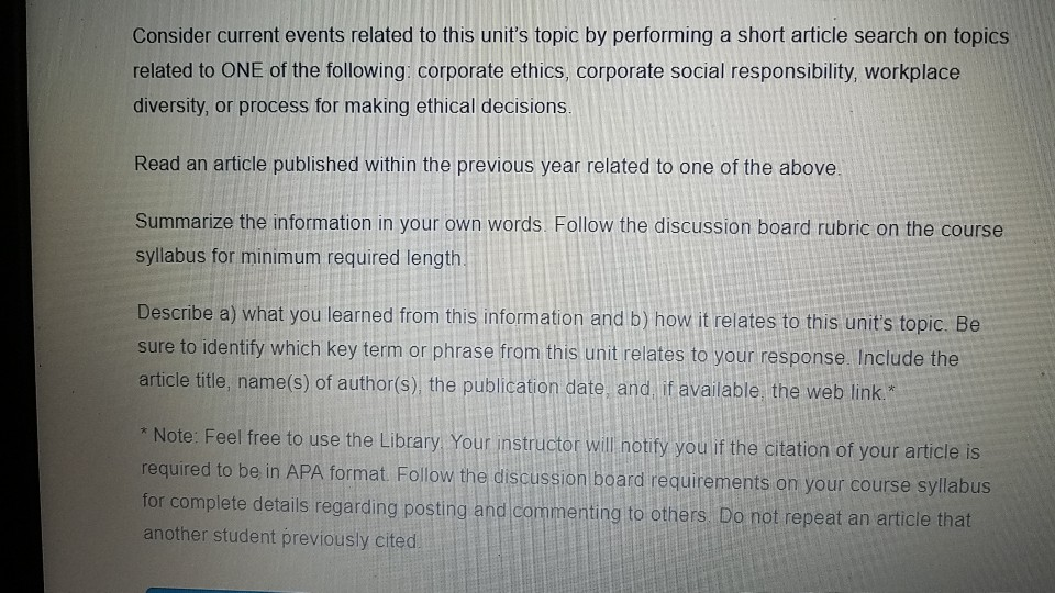 Solved Consider current events related to this unit's topic | Chegg.com
