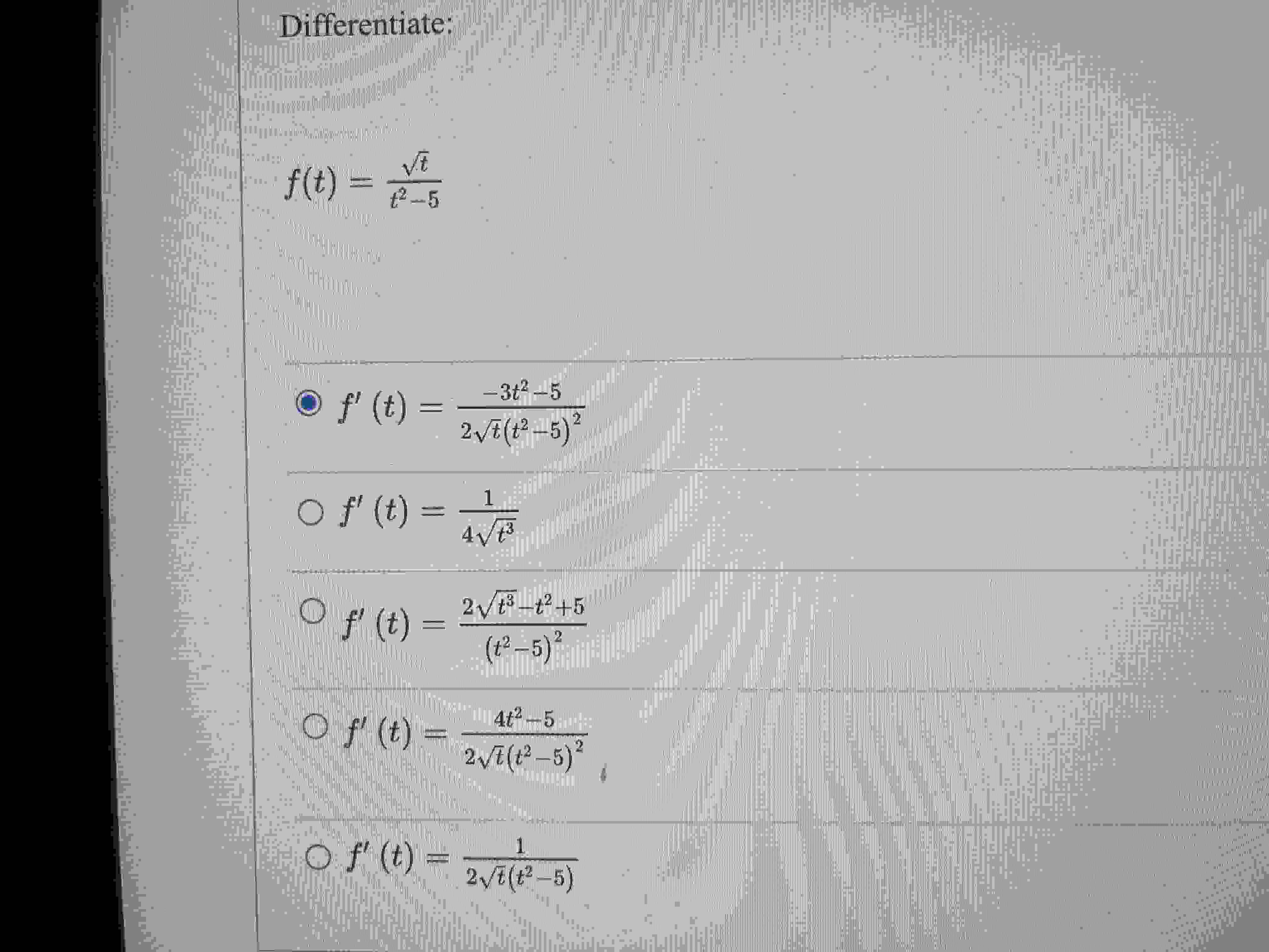 Solved Differentiate F T T2−5t