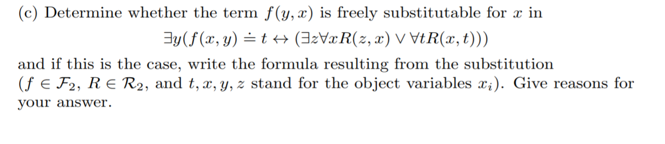 C Determine Whether The Term F Y X Is Freely Su Chegg Com