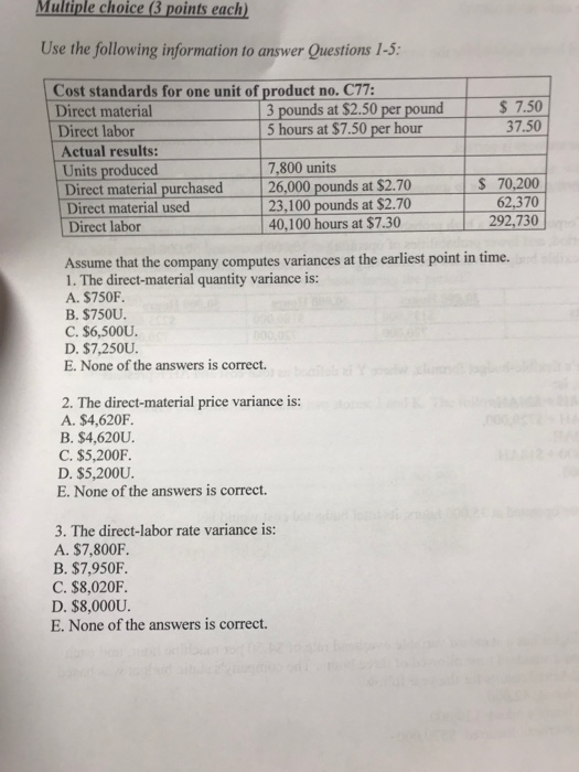 Solved Multiple choice B points each Use the folowing