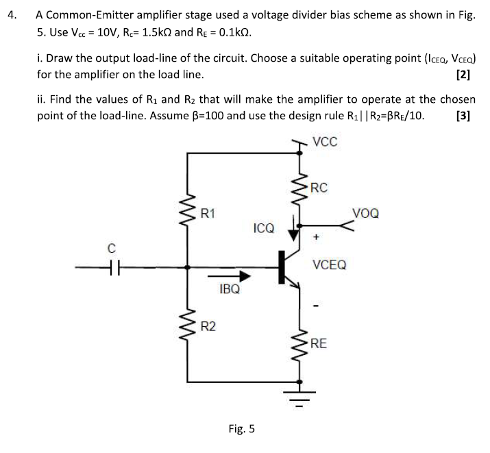 Solved A Common-Emitter amplifier stage used a voltage | Chegg.com