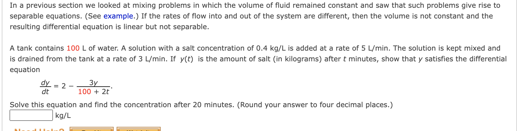 Solved In a previous section we looked at mixing problems in | Chegg.com