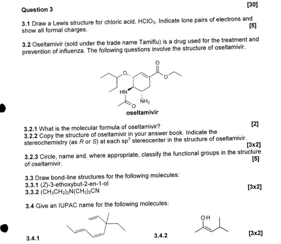 Solved 3.1 Draw a Lewis structure for chloric acid, HClO3.