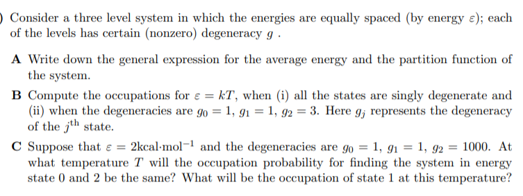Solved Consider a three level system in which the energies | Chegg.com