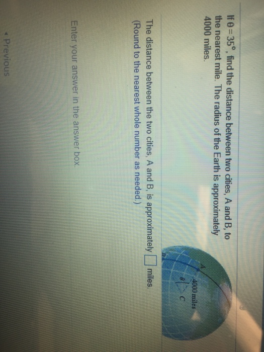 Solved If 0-35, find the distance between two cities, A and | Chegg.com