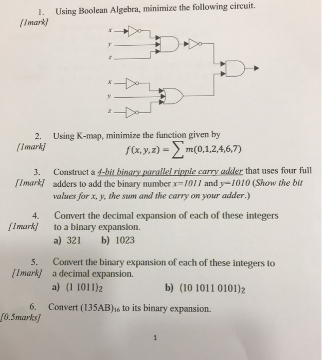 Solved 1. Using Boolean Algebra, Minimize The Following | Chegg.com