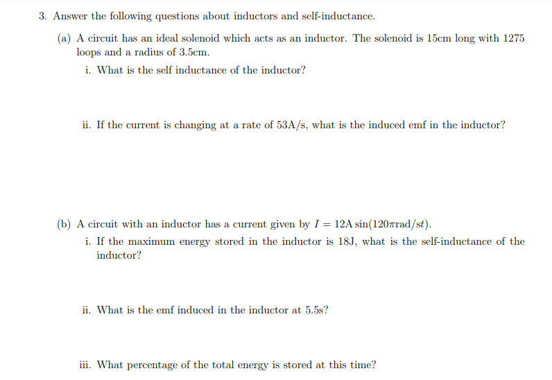 Solved 3. Answer the following questions about inductors and