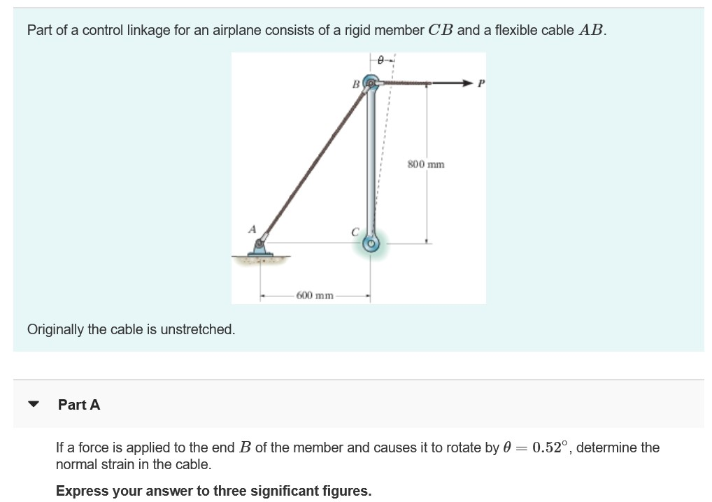 Solved Part of a control linkage for an airplane consists of
