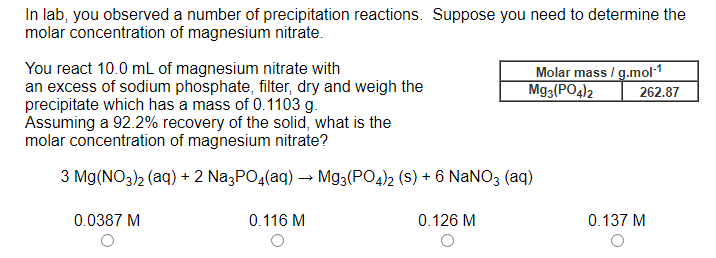 Solved In lab, you observed a number of precipitation | Chegg.com