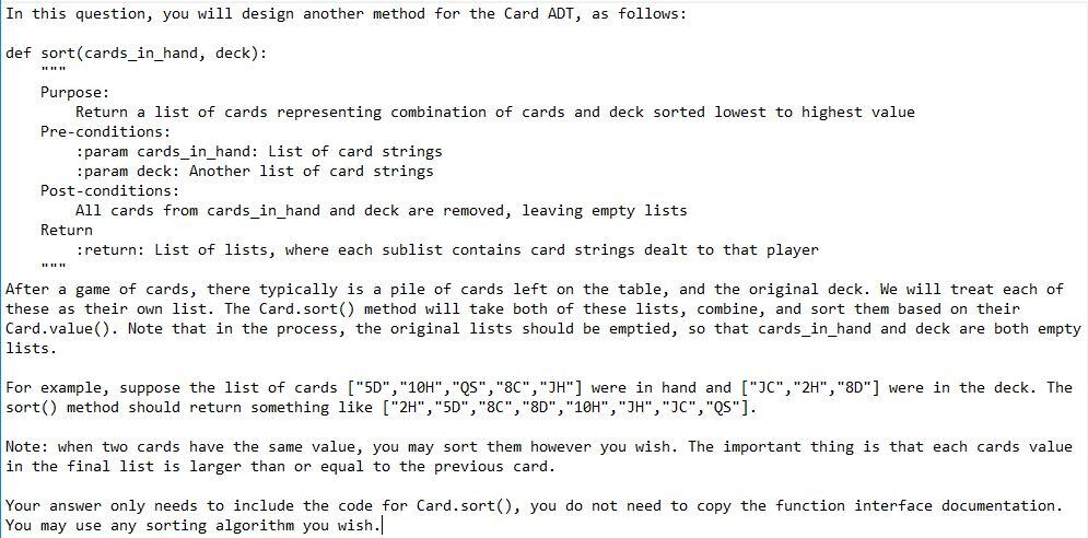 In this question, you will design another method for | Chegg.com