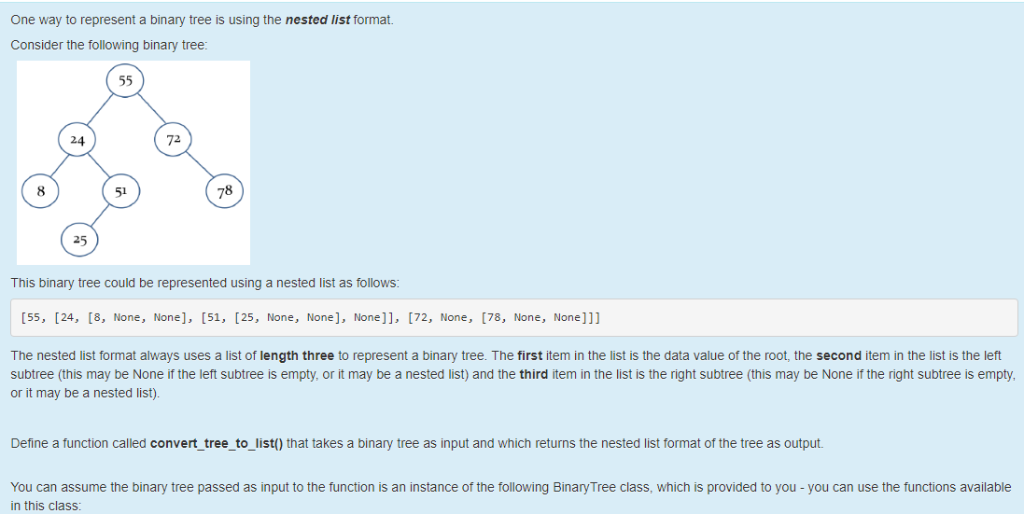 Solved One way to represent a binary tree is using the | Chegg.com