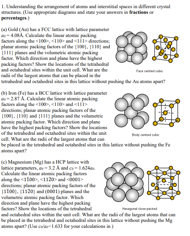 1. Understanding the arrangement of atoms and | Chegg.com