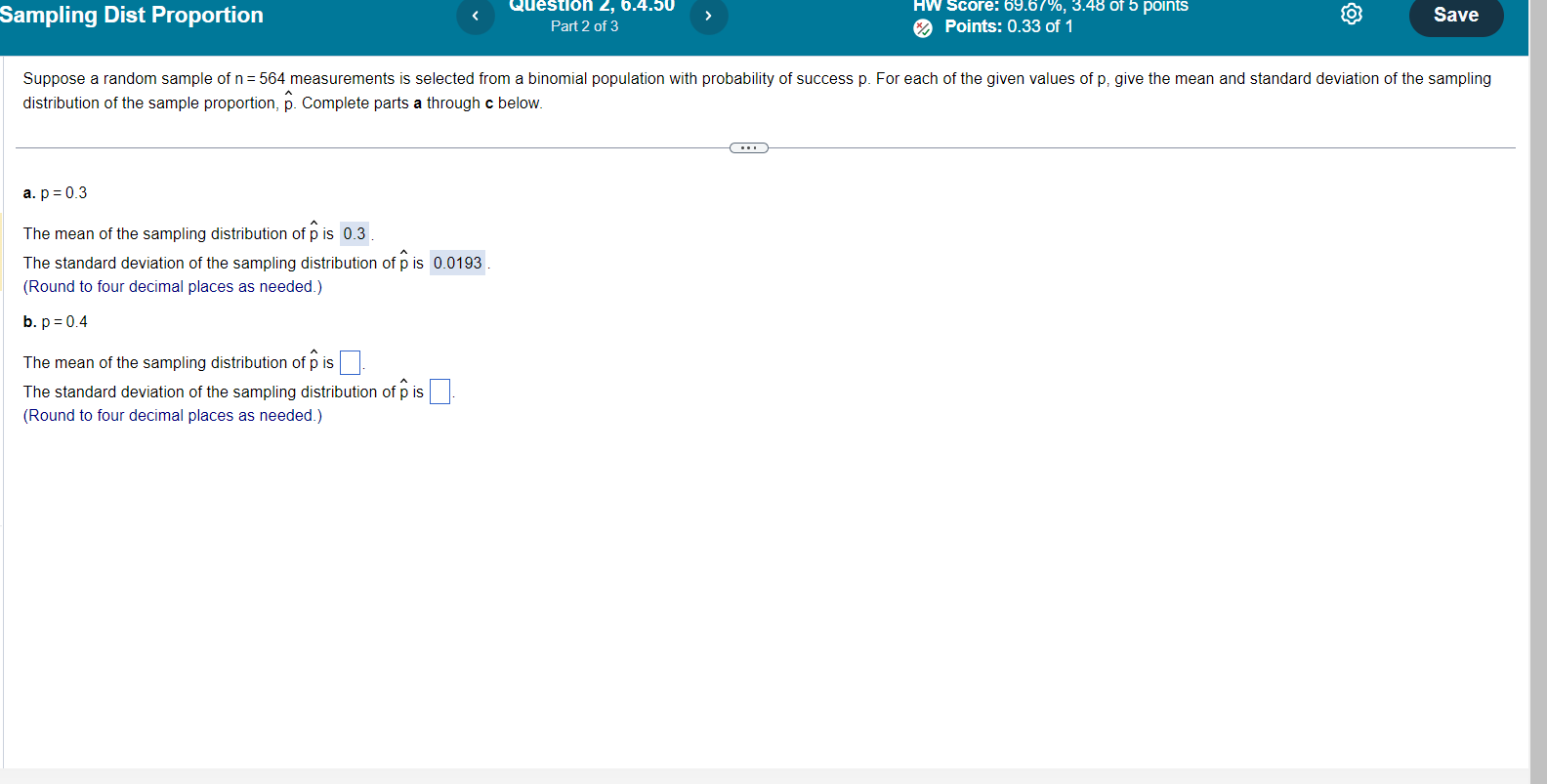 Solved distribution of the sample proportion, p^. Complete | Chegg.com