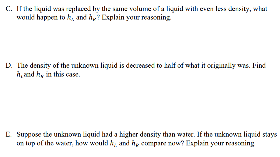 Solved H Problem Liquids In A U Shaped Tube A U Shaped Chegg Com