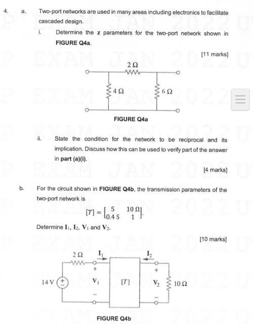 Solved a. Two-port networks are used in many areas including | Chegg.com