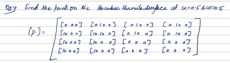 Qey Find the point on the Porcubic Heromite surface at 120.54w0:5 lp) colo o] co 10o] - Loool [oloo) [oloo] {1ooo] [colo o] [