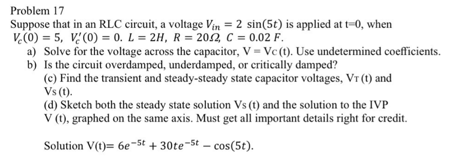 Solved Problem 17 Suppose that in an RLC circuit, a voltage | Chegg.com