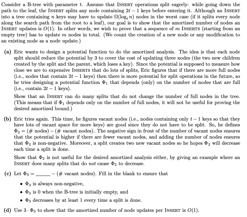 Solved Consider a B-tree with parameter t. Assume that | Chegg.com