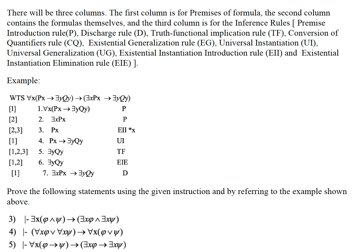 Solved There will be three columns. The first column is for ...